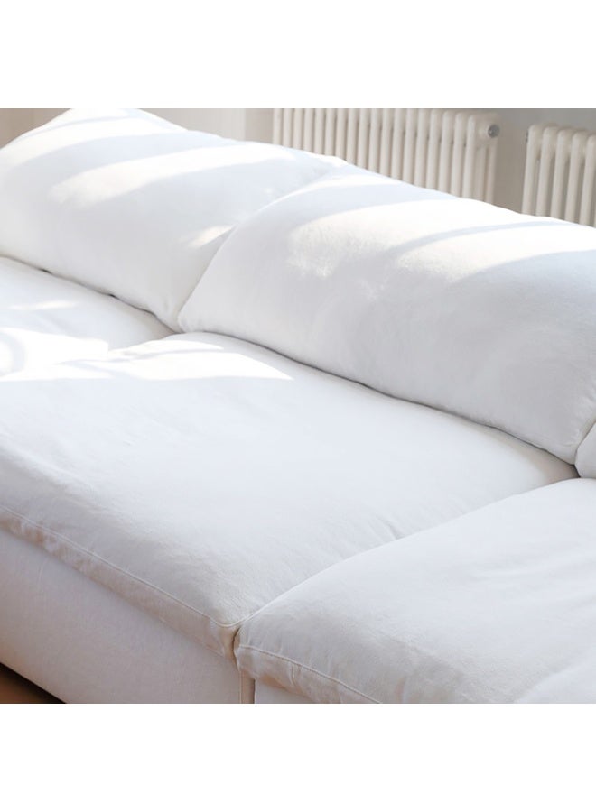 Al Zakharef Furniture Cloud L-Shape Luxury Sofa with Ottoman – 3 Seater Modular Sectional Sofa, Velvet Fabric, Soft Foam Cushions, Modern Living Room Sofa, White - Image 4